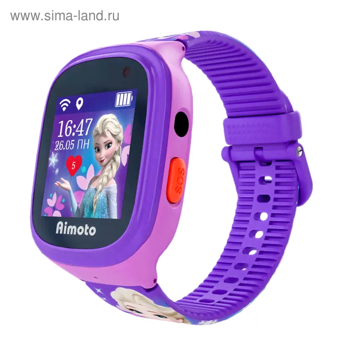 Смарт-часы Aimoto "Кнопка жизни" Disney "Эльза", GPS, A-GPS, LBS, Aim, Cam, фонарик